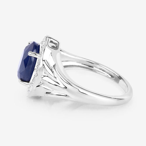 Bids.com 3.31 Carat Genuine Blue Sapphire and White Diamond 14K White Gold Ring Rings