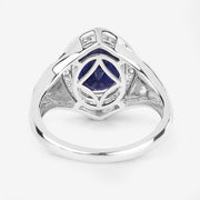 Bids.com 3.31 Carat Genuine Blue Sapphire and White Diamond 14K White Gold Ring Rings