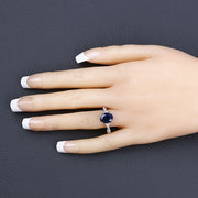 Bids.com 3.28 Carat Genuine Blue Sapphire and White Diamond 14K White Gold Ring Rings