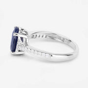 Bids.com 3.28 Carat Genuine Blue Sapphire and White Diamond 14K White Gold Ring Rings
