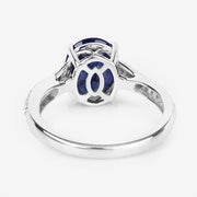 Bids.com 3.28 Carat Genuine Blue Sapphire and White Diamond 14K White Gold Ring Rings