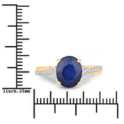 Bids.com 3.28 Carat Genuine Blue Sapphire and White Diamond 14K Yellow Gold Ring Rings