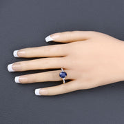 Bids.com 3.28 Carat Genuine Blue Sapphire and White Diamond 14K Yellow Gold Ring Rings