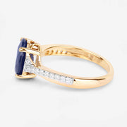 Bids.com 3.28 Carat Genuine Blue Sapphire and White Diamond 14K Yellow Gold Ring Rings