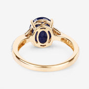 Bids.com 3.28 Carat Genuine Blue Sapphire and White Diamond 14K Yellow Gold Ring Rings