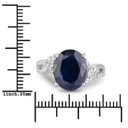 Bids.com 6.54 Carat Genuine Blue Sapphire and White Diamond 14K White Gold Ring Rings