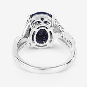 Bids.com 6.54 Carat Genuine Blue Sapphire and White Diamond 14K White Gold Ring Rings