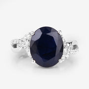 Bids.com 6.54 Carat Genuine Blue Sapphire and White Diamond 14K White Gold Ring Rings