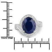 Bids.com 6.52 Carat Genuine Blue Sapphire and White Diamond 14K White Gold Ring Rings
