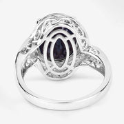 Bids.com 6.52 Carat Genuine Blue Sapphire and White Diamond 14K White Gold Ring Rings