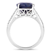 Bids.com 6.49 Carat Genuine Blue Sapphire and White Diamond 14K White Gold Ring Rings