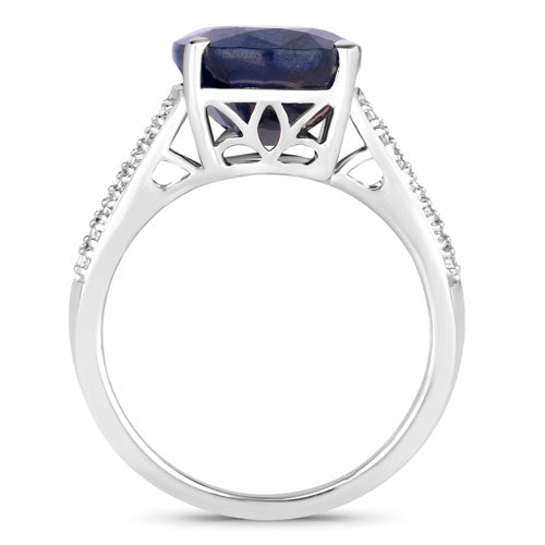 Bids.com 6.49 Carat Genuine Blue Sapphire and White Diamond 14K White Gold Ring Rings