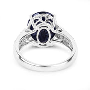 Bids.com 6.49 Carat Genuine Blue Sapphire and White Diamond 14K White Gold Ring Rings