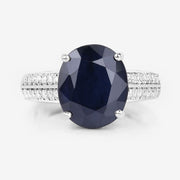 Bids.com 6.49 Carat Genuine Blue Sapphire and White Diamond 14K White Gold Ring Rings