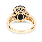 Bids.com 6.49 Carat Genuine Blue Sapphire and White Diamond 14K Yellow Gold Ring Rings