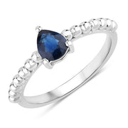 Bids.com 0.50 Carat Genuine Blue Sapphire 14K White Gold Ring Rings