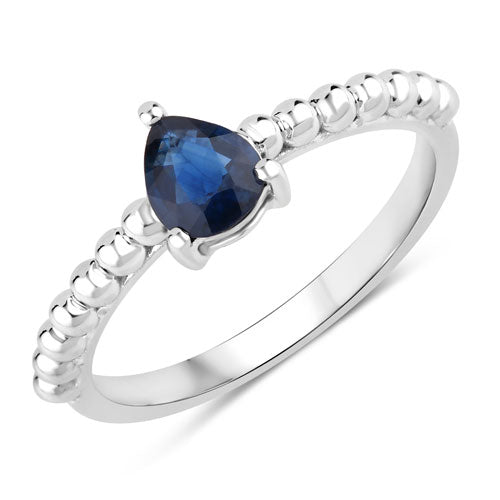 Bids.com 0.50 Carat Genuine Blue Sapphire 14K White Gold Ring Rings