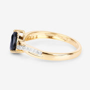 Bids.com 1.17 Carat Genuine Blue Sapphire and White Diamond 14K Yellow Gold Ring Rings