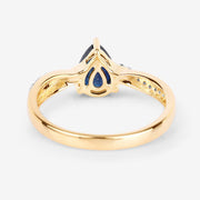 Bids.com 1.17 Carat Genuine Blue Sapphire and White Diamond 14K Yellow Gold Ring Rings