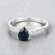 Bids.com 0.89 Carat Genuine Blue Sapphire and White Diamond 14K White Gold Ring Rings