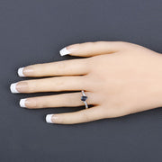 Bids.com 0.89 Carat Genuine Blue Sapphire and White Diamond 14K White Gold Ring Rings