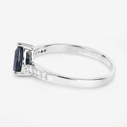 Bids.com 0.89 Carat Genuine Blue Sapphire and White Diamond 14K White Gold Ring Rings