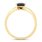 Bids.com 0.89 Carat Genuine Blue Sapphire and White Diamond 14K Yellow Gold Ring Rings