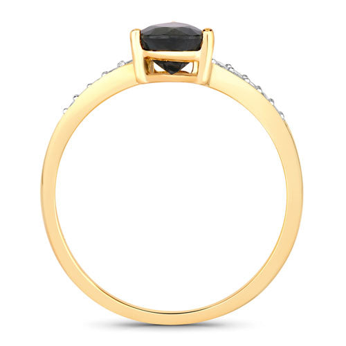 Bids.com 0.89 Carat Genuine Blue Sapphire and White Diamond 14K Yellow Gold Ring Rings