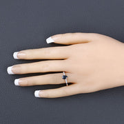 Bids.com 0.86 Carat Genuine Blue Sapphire and White Diamond 14K White Gold Ring Rings
