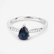 Bids.com 0.86 Carat Genuine Blue Sapphire and White Diamond 14K White Gold Ring Rings