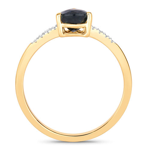 Bids.com 0.86 Carat Genuine Blue Sapphire and White Diamond 14K Yellow Gold Ring Rings