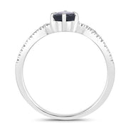 Bids.com 1.14 Carat Genuine Blue Sapphire and White Diamond 14K White Gold Ring Rings