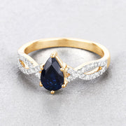Bids.com 1.14 Carat Genuine Blue Sapphire and White Diamond 14K Yellow Gold Ring Rings