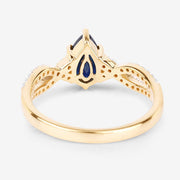 Bids.com 1.14 Carat Genuine Blue Sapphire and White Diamond 14K Yellow Gold Ring Rings