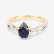 Bids.com 1.14 Carat Genuine Blue Sapphire and White Diamond 14K Yellow Gold Ring Rings