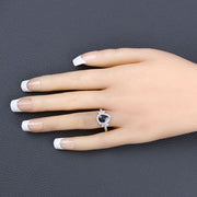 Bids.com 1.54 Carat Genuine Blue Sapphire and White Diamond 14K Yellow Gold Ring Rings