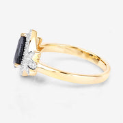 Bids.com 1.54 Carat Genuine Blue Sapphire and White Diamond 14K Yellow Gold Ring Rings