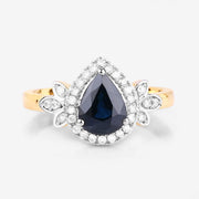 Bids.com 1.54 Carat Genuine Blue Sapphire and White Diamond 14K Yellow Gold Ring Rings