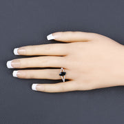 Bids.com 1.50 Carat Genuine Blue Sapphire and White Diamond 14K Yellow Gold Ring Rings