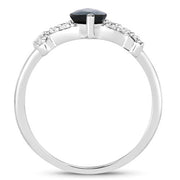 Bids.com 1.50 Carat Genuine Blue Sapphire and White Diamond 14K White Gold Ring Rings
