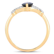 Bids.com 1.50 Carat Genuine Blue Sapphire and White Diamond 14K Yellow Gold Ring Rings