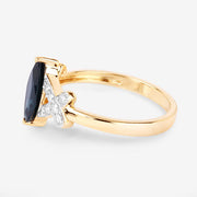 Bids.com 1.50 Carat Genuine Blue Sapphire and White Diamond 14K Yellow Gold Ring Rings