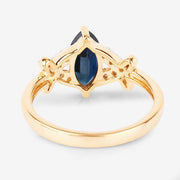 Bids.com 1.50 Carat Genuine Blue Sapphire and White Diamond 14K Yellow Gold Ring Rings