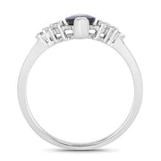 Bids.com 1.47 Carat Genuine Blue Sapphire and White Diamond 14K White Gold Ring Rings