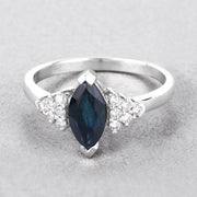 Bids.com 1.47 Carat Genuine Blue Sapphire and White Diamond 14K White Gold Ring Rings