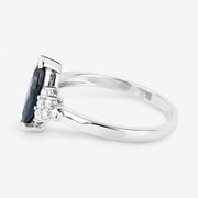 Bids.com 1.47 Carat Genuine Blue Sapphire and White Diamond 14K White Gold Ring Rings