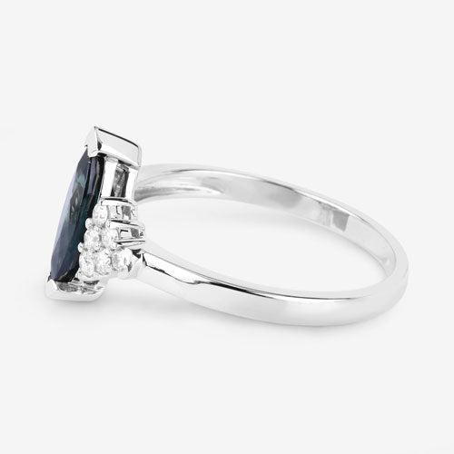 Bids.com 1.47 Carat Genuine Blue Sapphire and White Diamond 14K White Gold Ring Rings