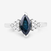 Bids.com 1.47 Carat Genuine Blue Sapphire and White Diamond 14K White Gold Ring Rings