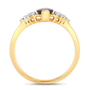 Bids.com 1.47 Carat Genuine Blue Sapphire and White Diamond 14K Yellow Gold Ring Rings