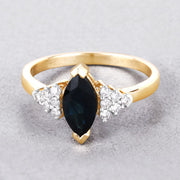 Bids.com 1.47 Carat Genuine Blue Sapphire and White Diamond 14K Yellow Gold Ring Rings